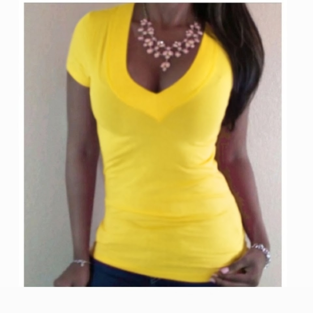 Yellow V-Neck Women's Top